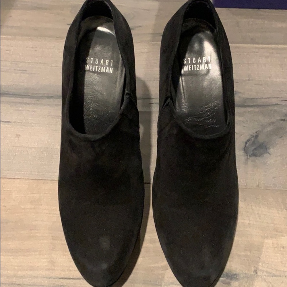 Black suede platform shoe boots